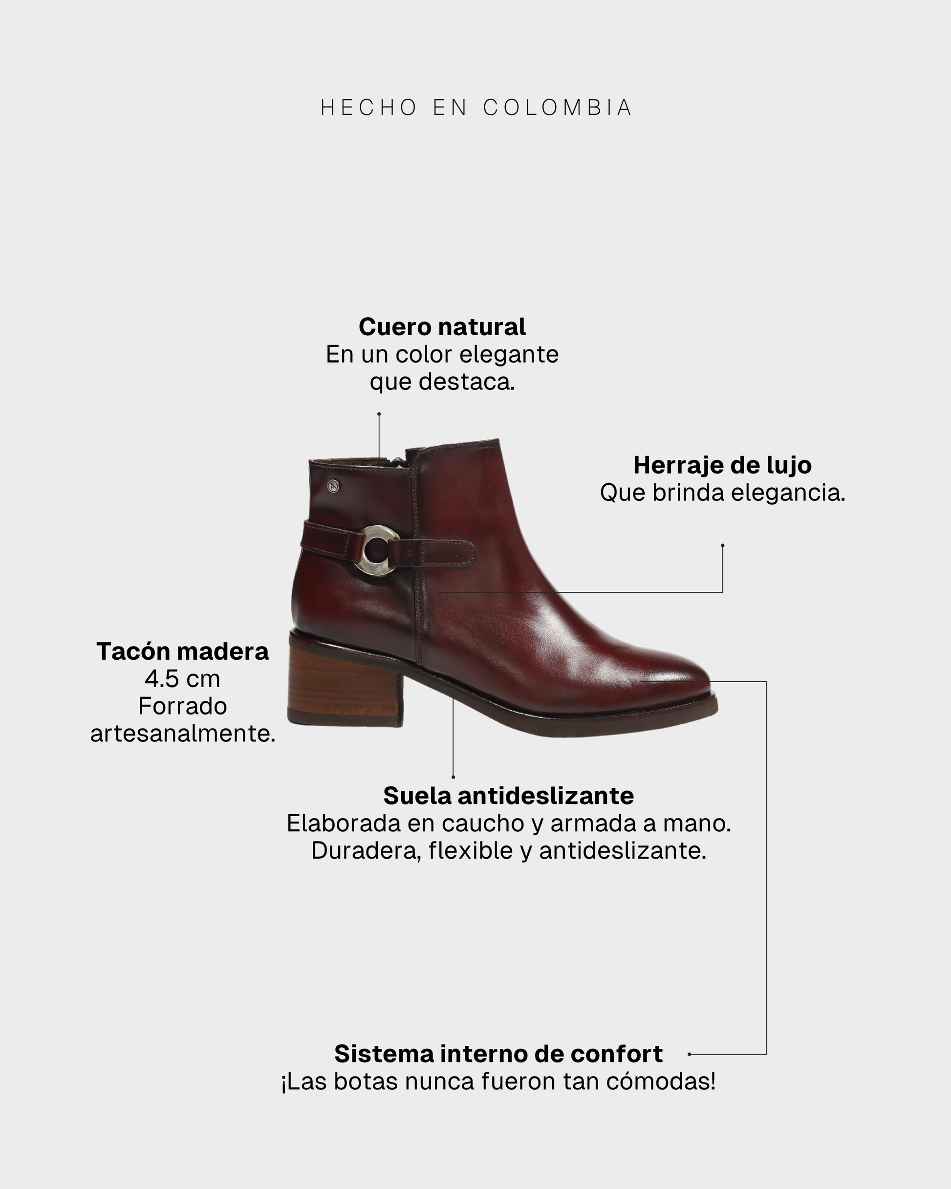 Botines en Cuero Vitto Vinotinto
