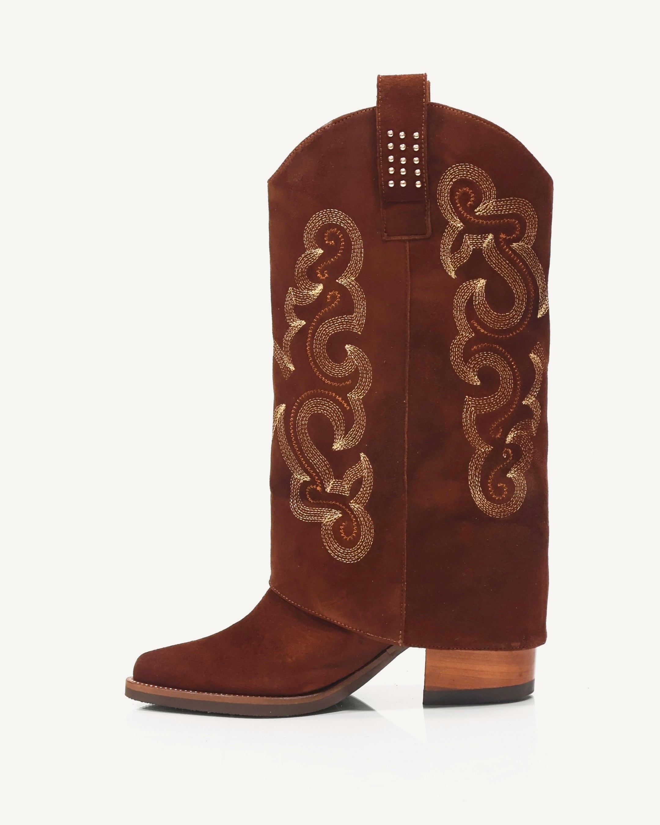 Botas Texanas Caña Media en Doble Capa de Cuero Ante Jalisco Tabaco - Antonina