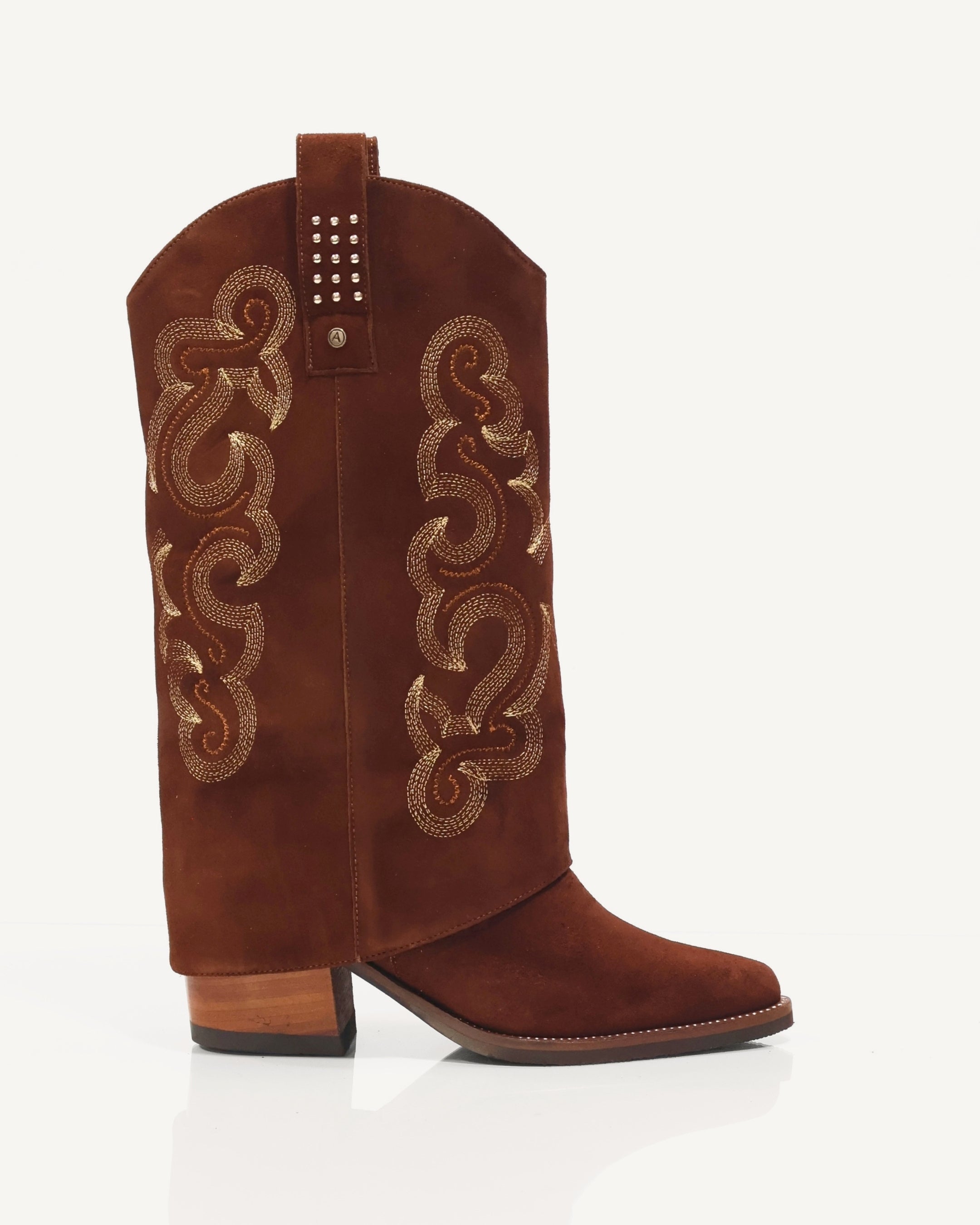 Botas Texanas Caña Media en Doble Capa de Cuero Ante Jalisco Tabaco - Antonina