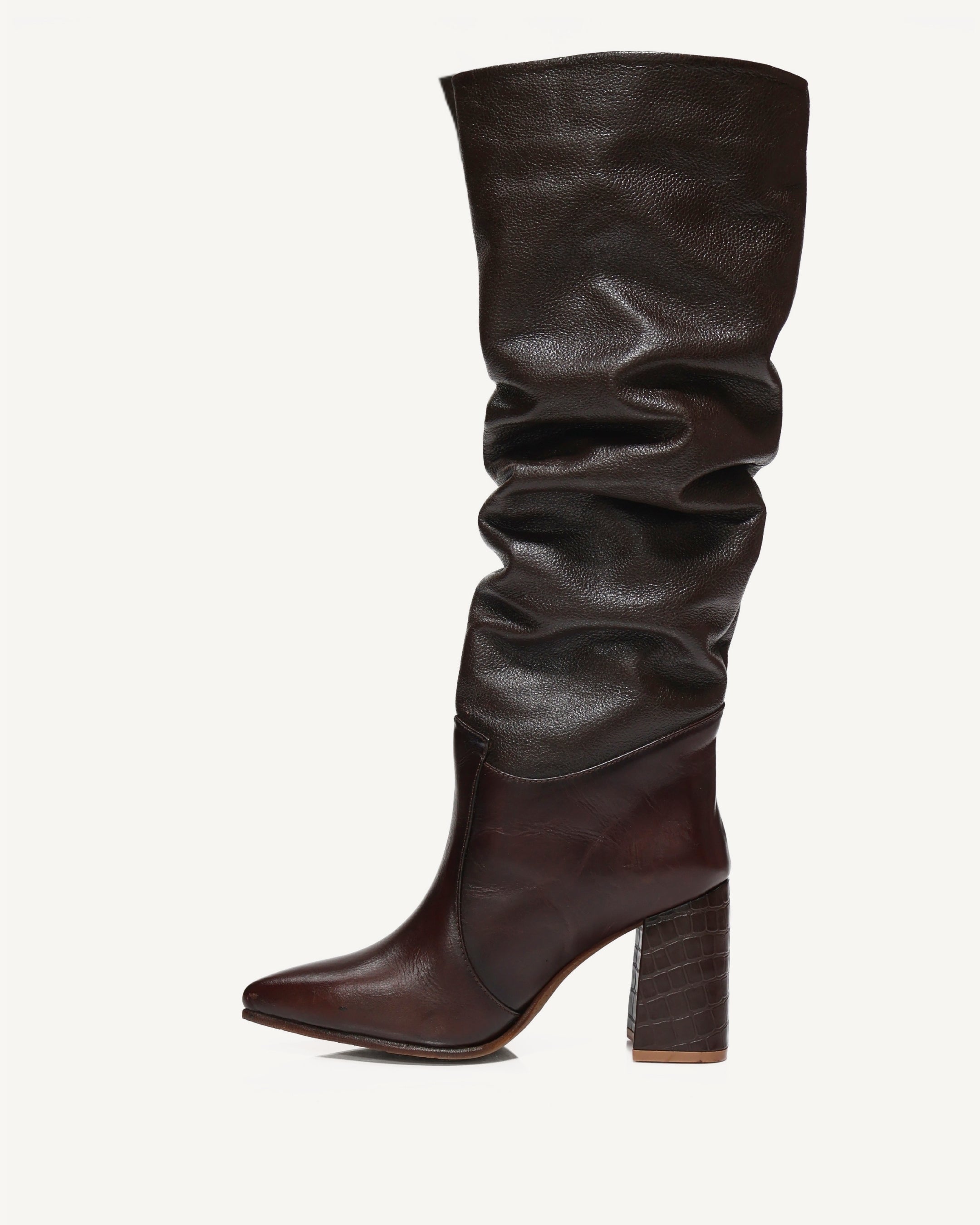 Botas Cosacas Caña Alta en Cuero Oriana Café - Antonina