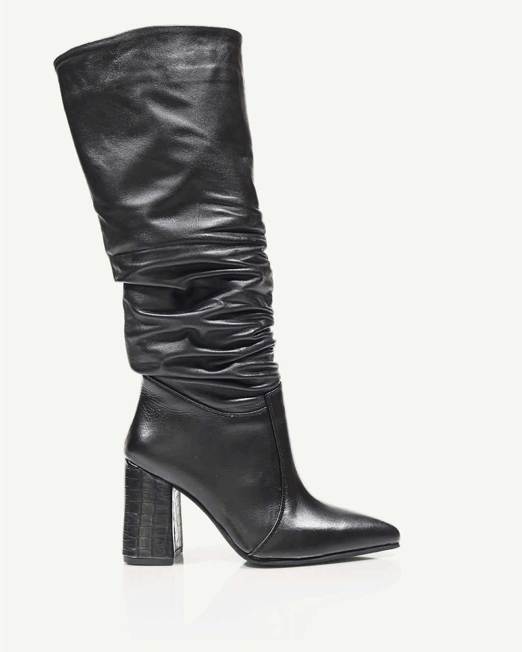 Botas Cosacas Caña Alta en Cuero Oriana Negro - Antonina