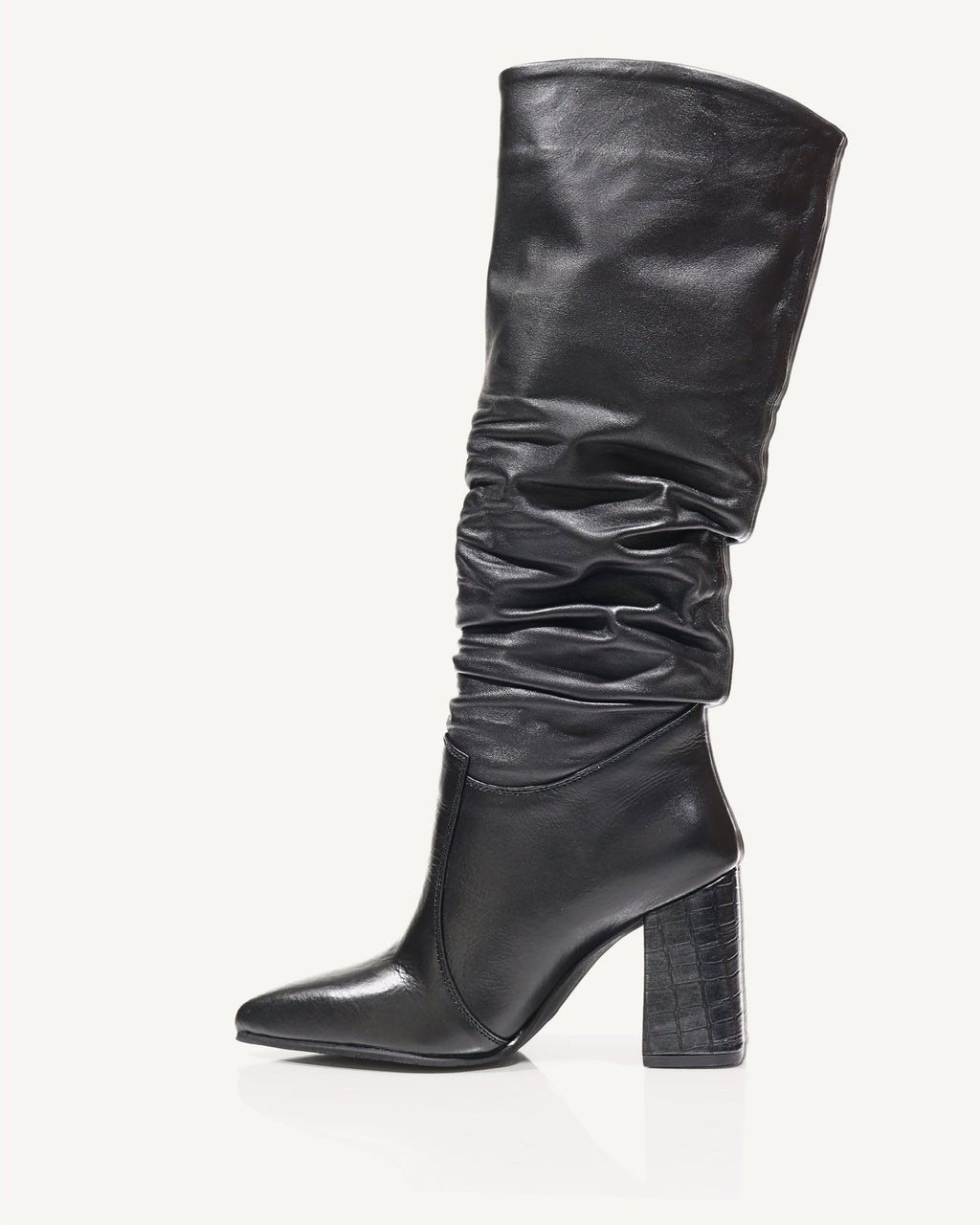 Botas Cosacas Caña Alta en Cuero Oriana Negro - Antonina