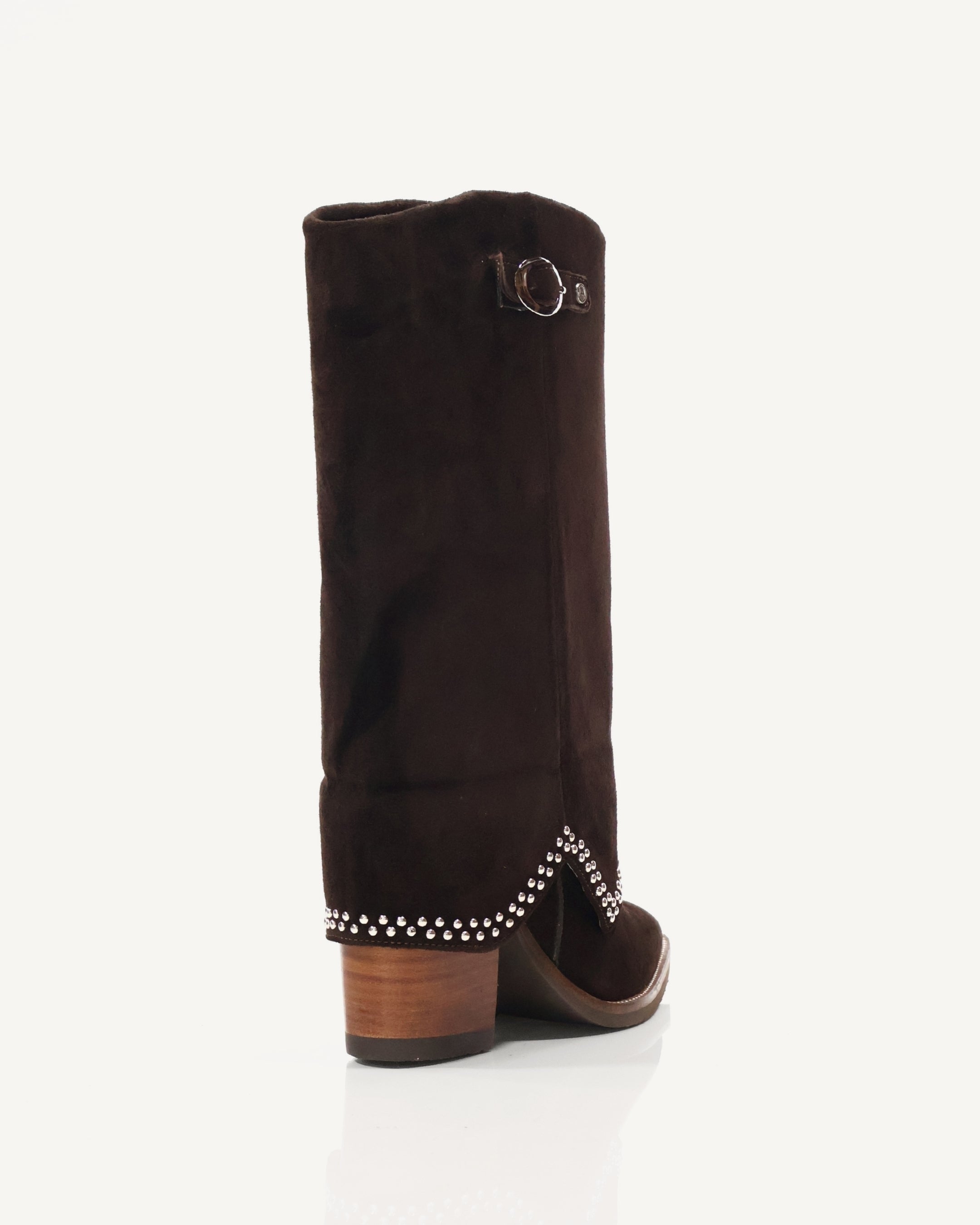 Botas Caña Media en Doble Capa de Cuero Ante Paris Chocolate - Antonina
