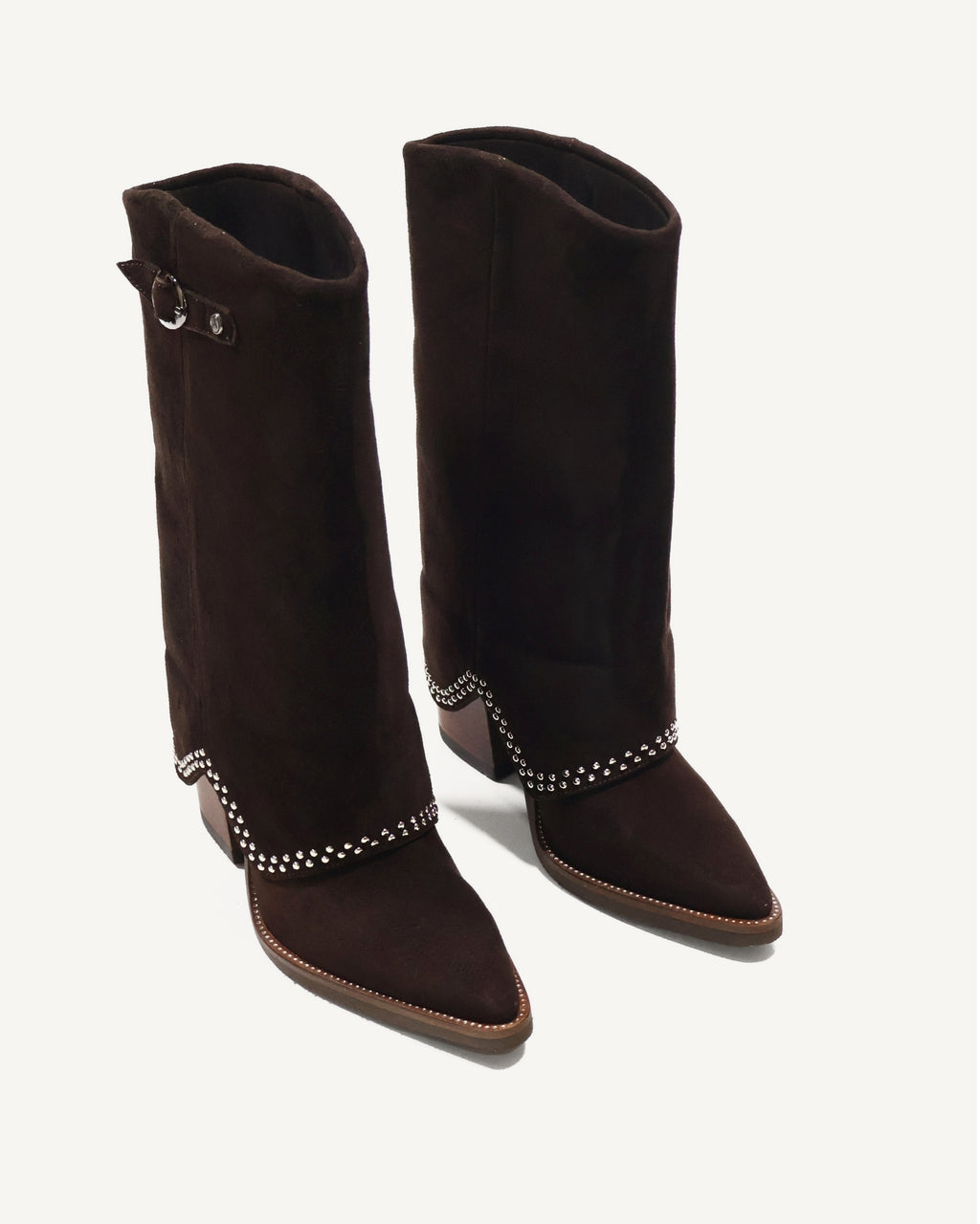 Botas Caña Media en Doble Capa de Cuero Ante Paris Chocolate - Antonina