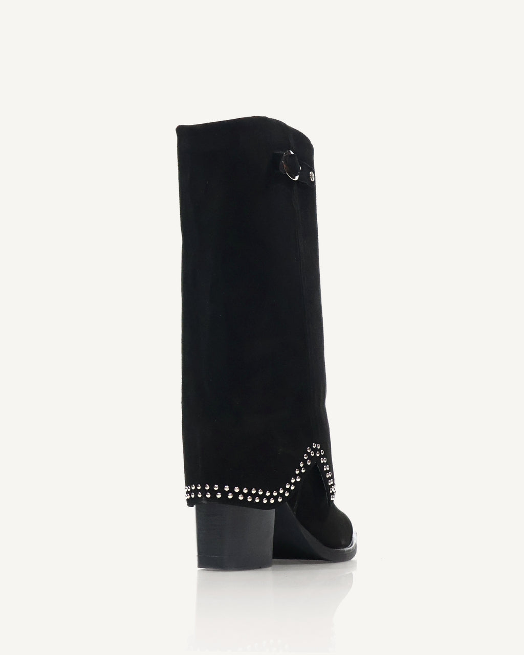 Botas Caña Media en Doble Capa de Cuero Ante Paris Negro - Antonina