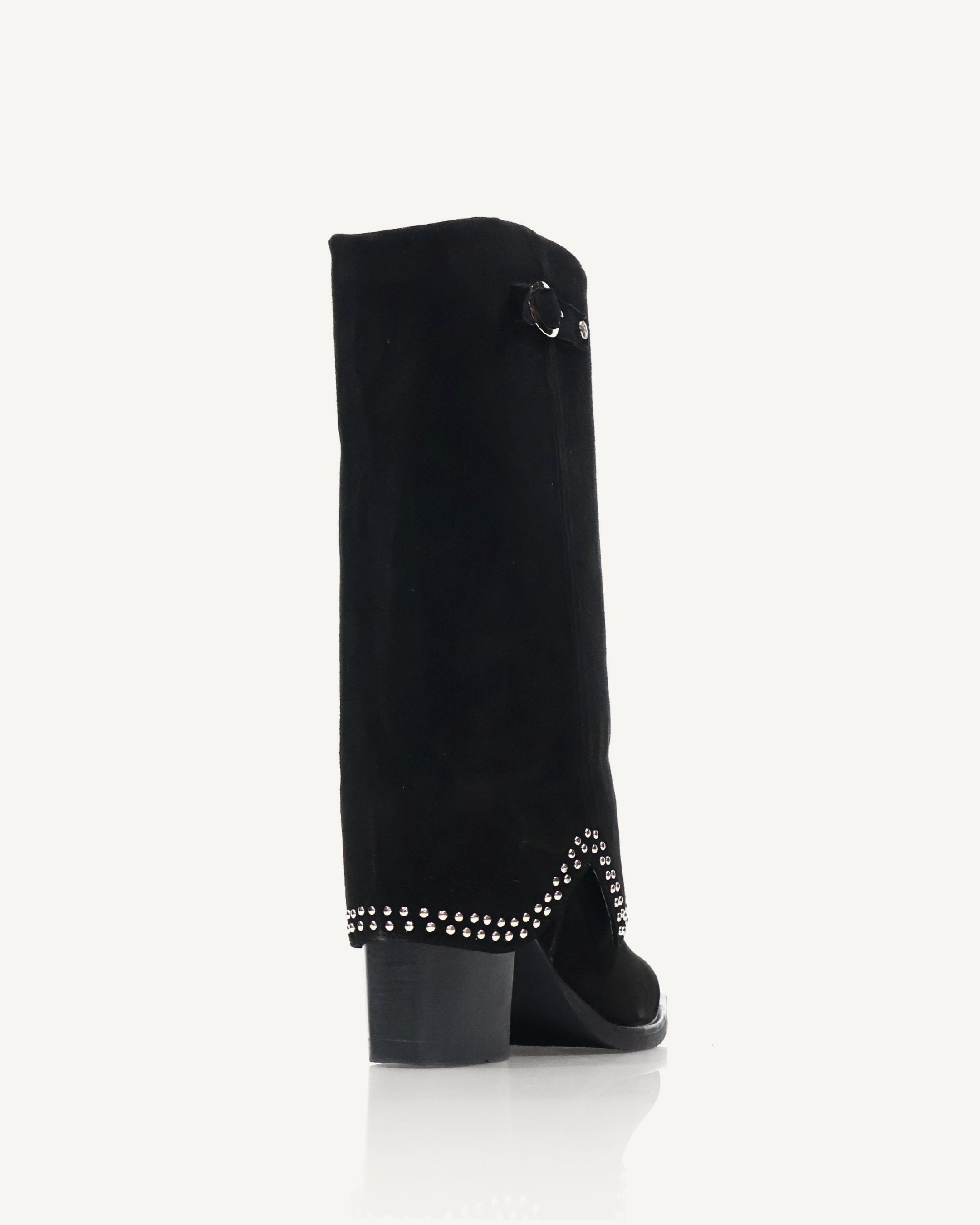 Botas Caña Media en Doble Capa de Cuero Ante Paris Negro - Antonina
