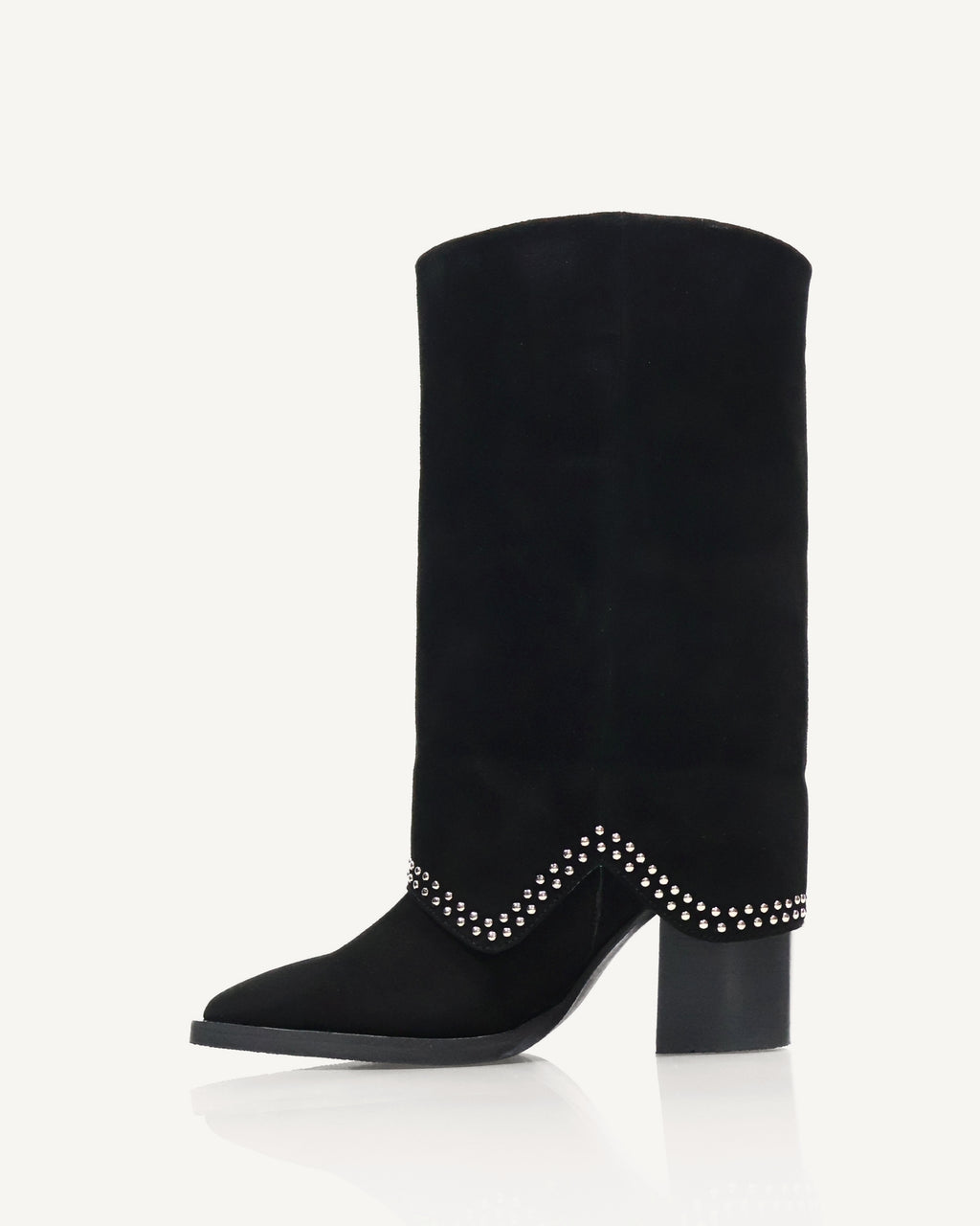 Botas Caña Media en Doble Capa de Cuero Ante Paris Negro - Antonina