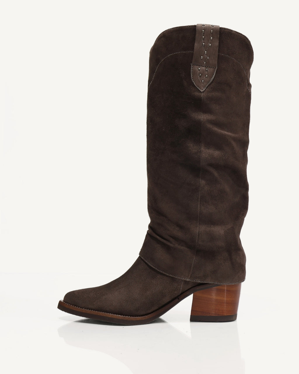 Botas Slouchy en Doble Capa de Cuero Ante San Antonio Taupé - Antonina
