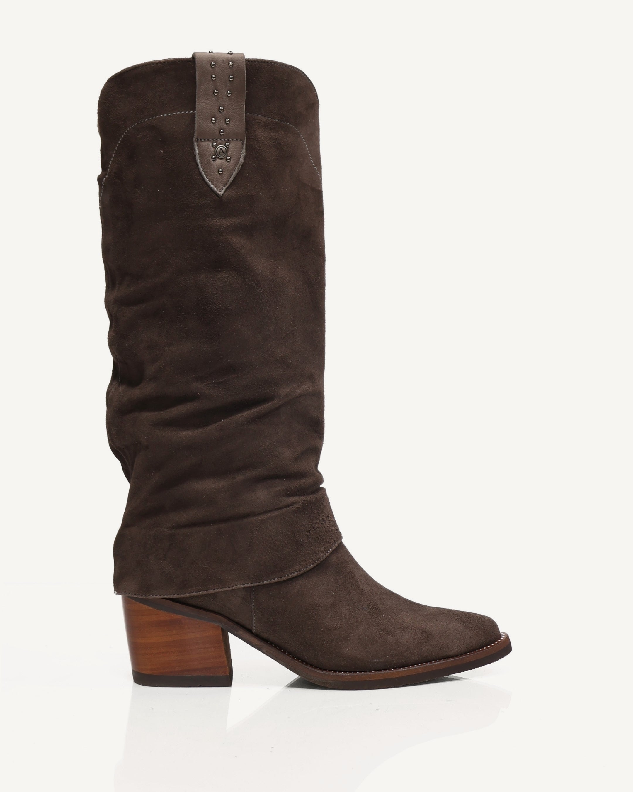 Botas Slouchy en Doble Capa de Cuero Ante San Antonio Taupé - Antonina