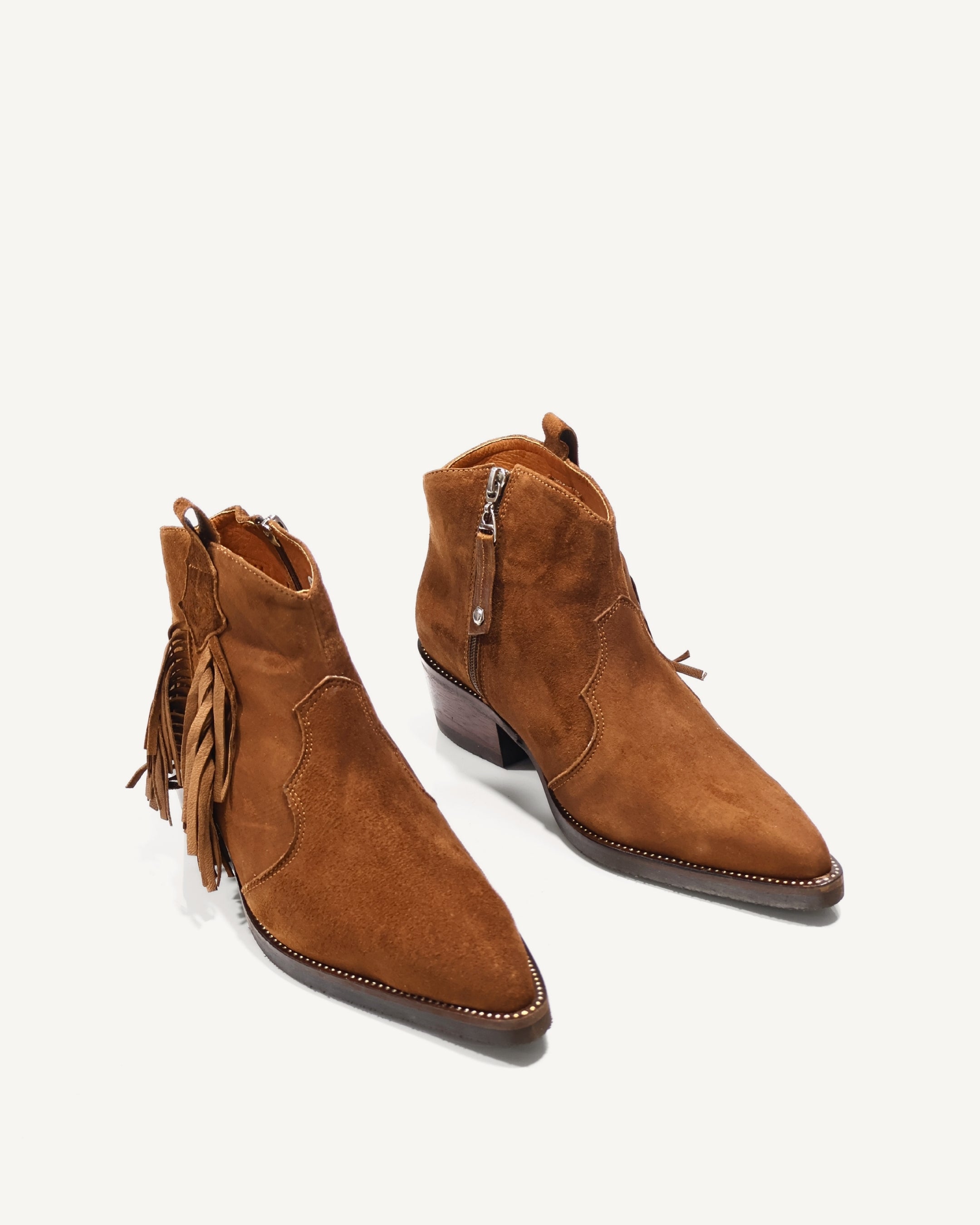 Botines Texanos en Cuero con Flecos Texflecos Miel - Antonina