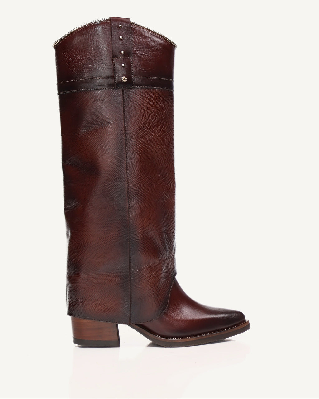 Botas Texanas Caña Alta con Doble Capa de Cuero Vane Coñac - Antonina