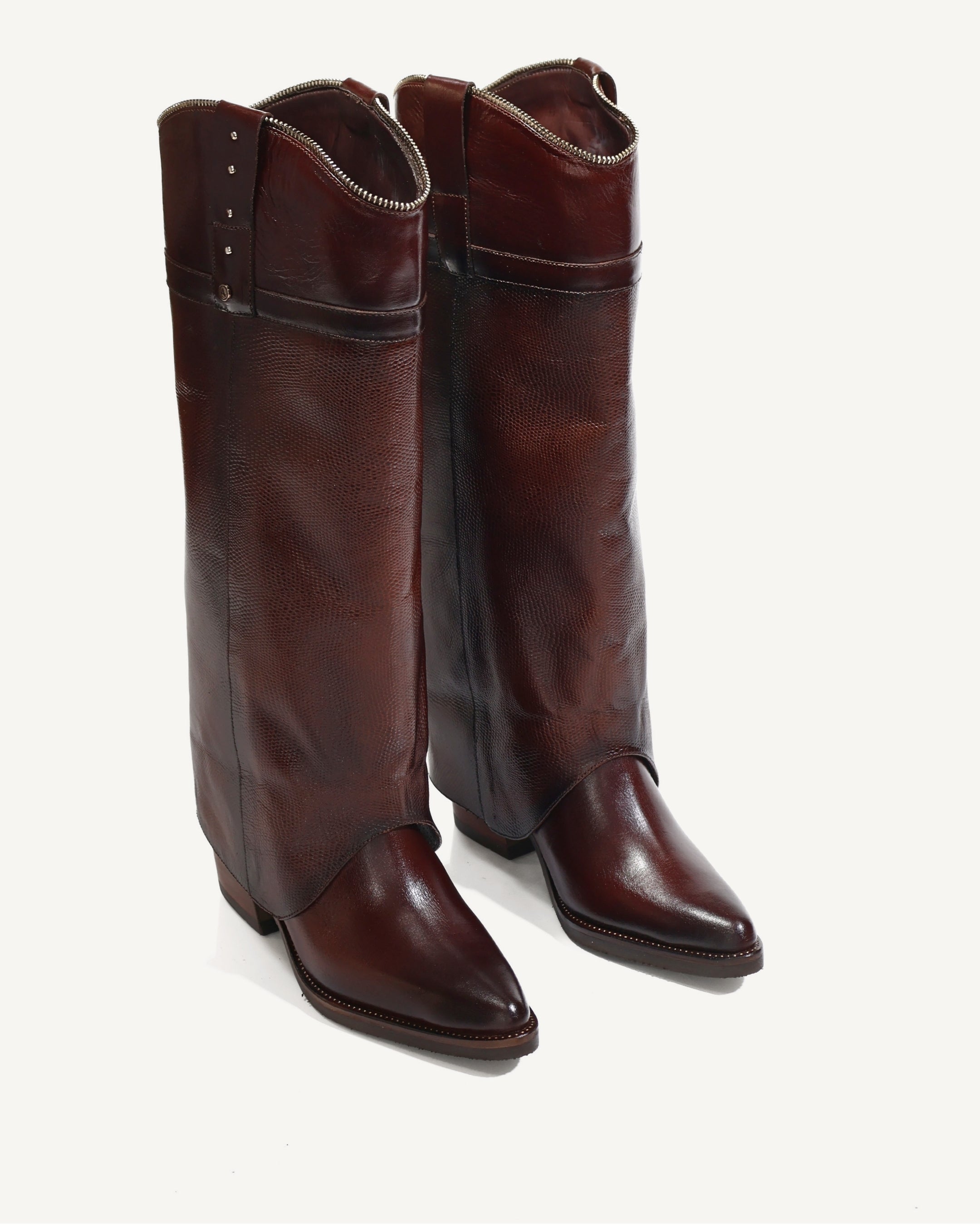 Botas Texanas Caña Alta con Doble Capa de Cuero Vane Coñac - Antonina