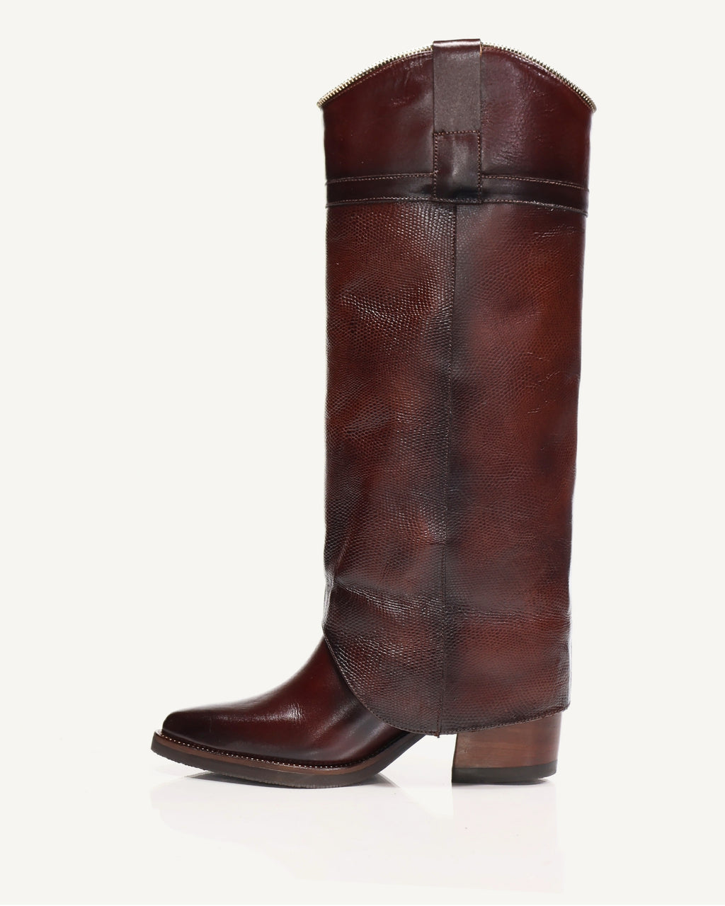 Botas Texanas Caña Alta con Doble Capa de Cuero Vane Coñac - Antonina