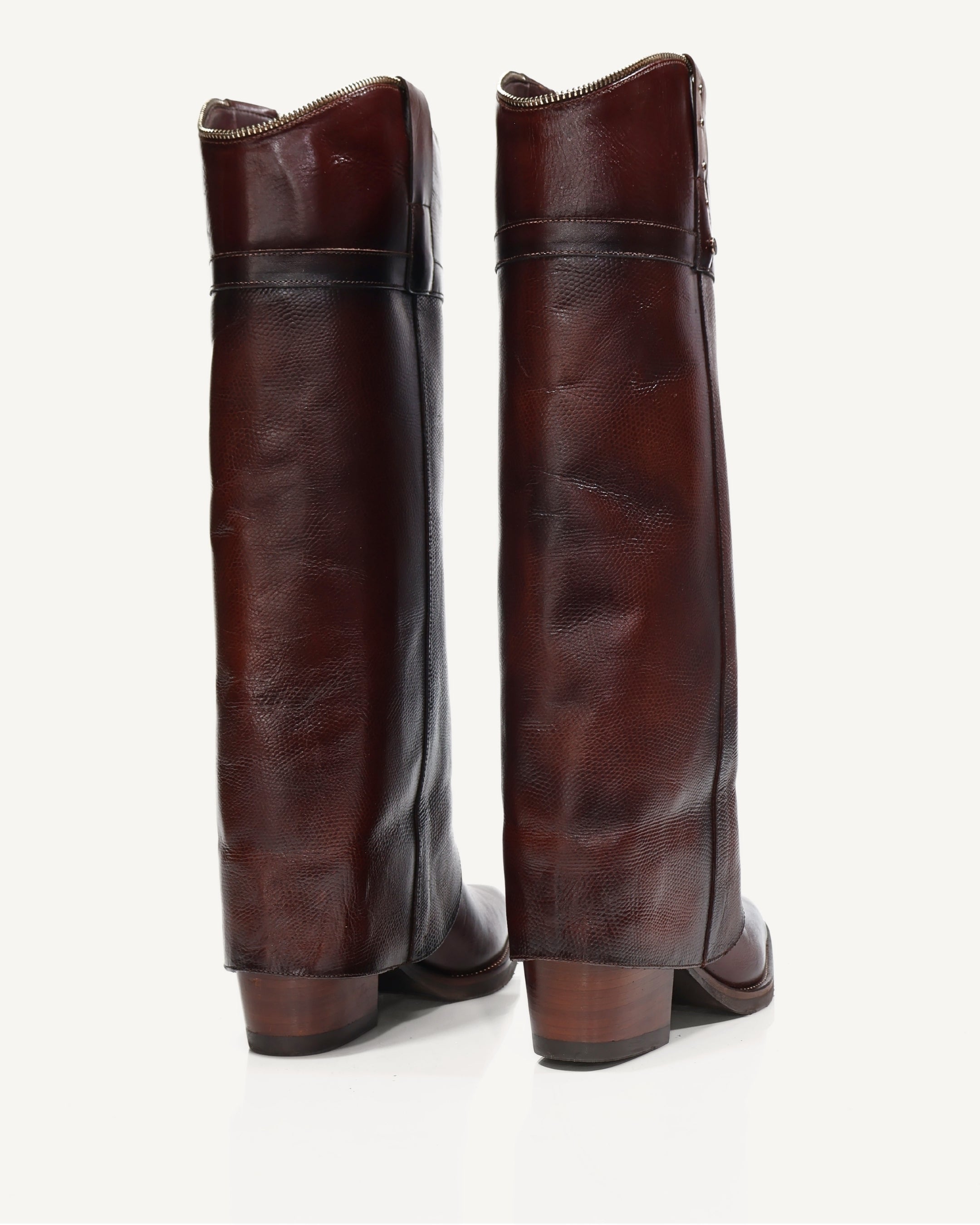 Botas Texanas Caña Alta con Doble Capa de Cuero Vane Coñac - Antonina