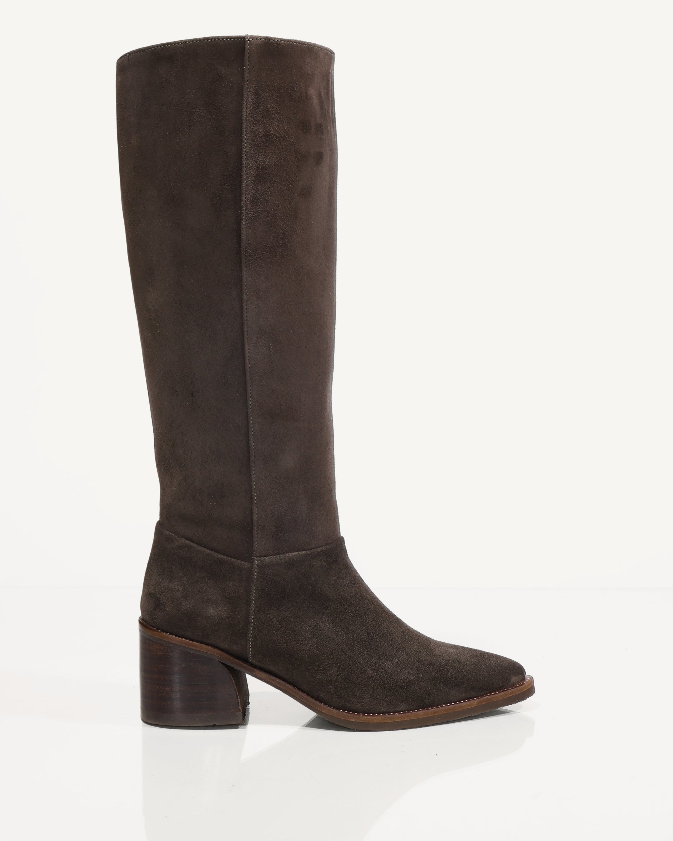 Botas Caña Alta en Cuero Ante Vania Taupé - Antonina