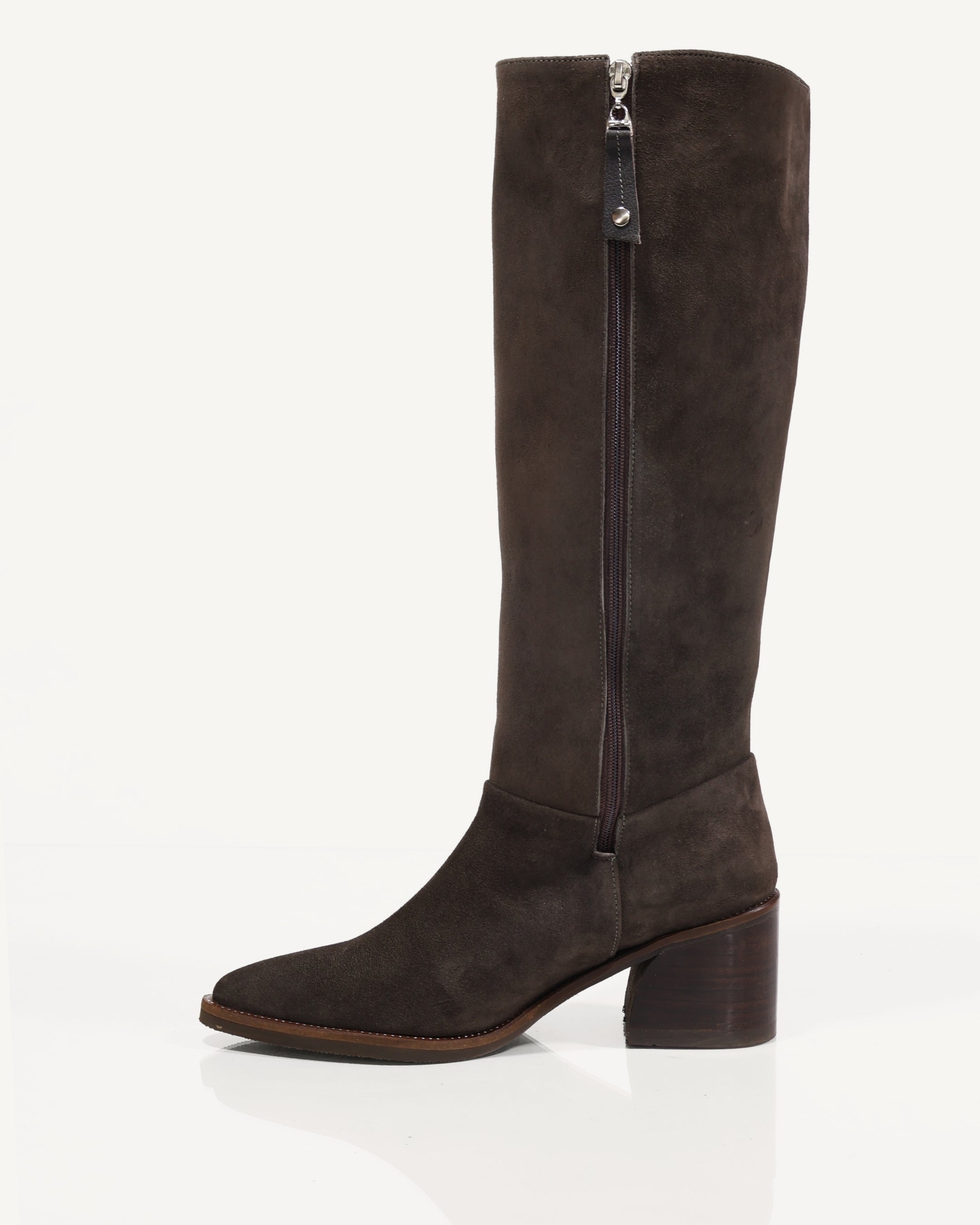 Botas Caña Alta en Cuero Ante Vania Taupé - Antonina